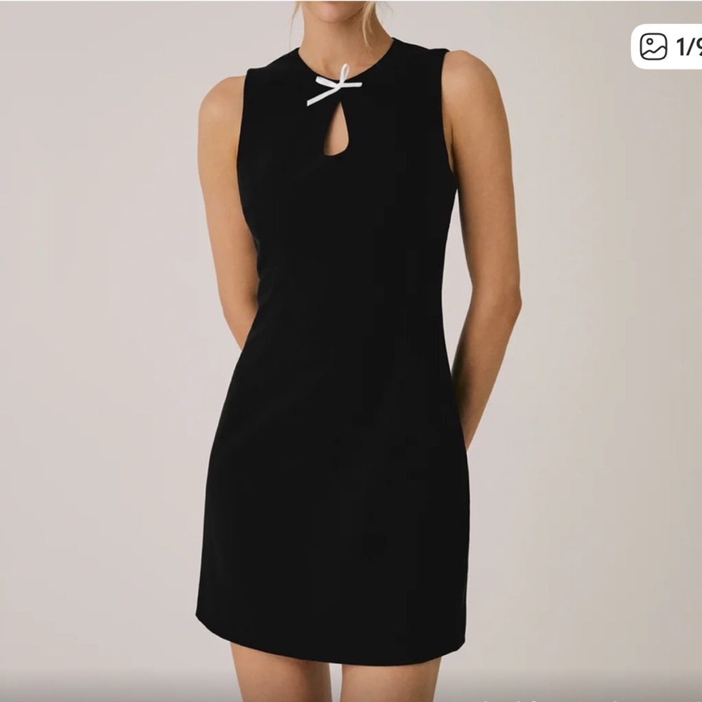 Commense Black Mini Dress with White Accent